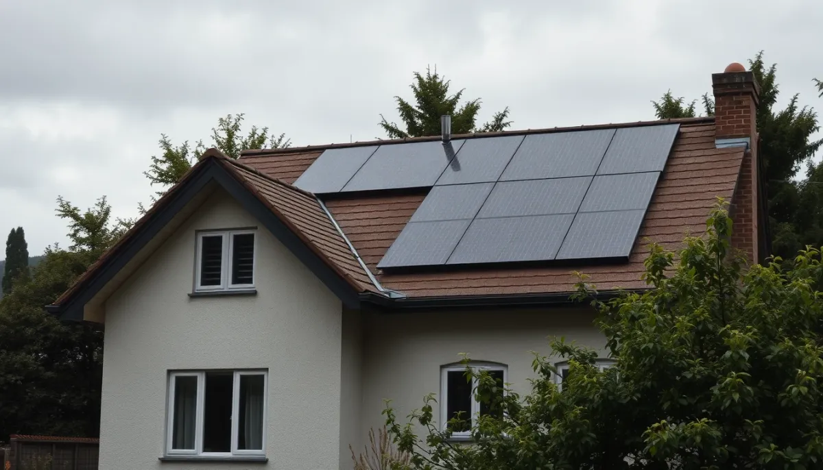 Toit de maison ombragé par des arbres, illustrant un cas où l'installation solaire n'est pas rentable