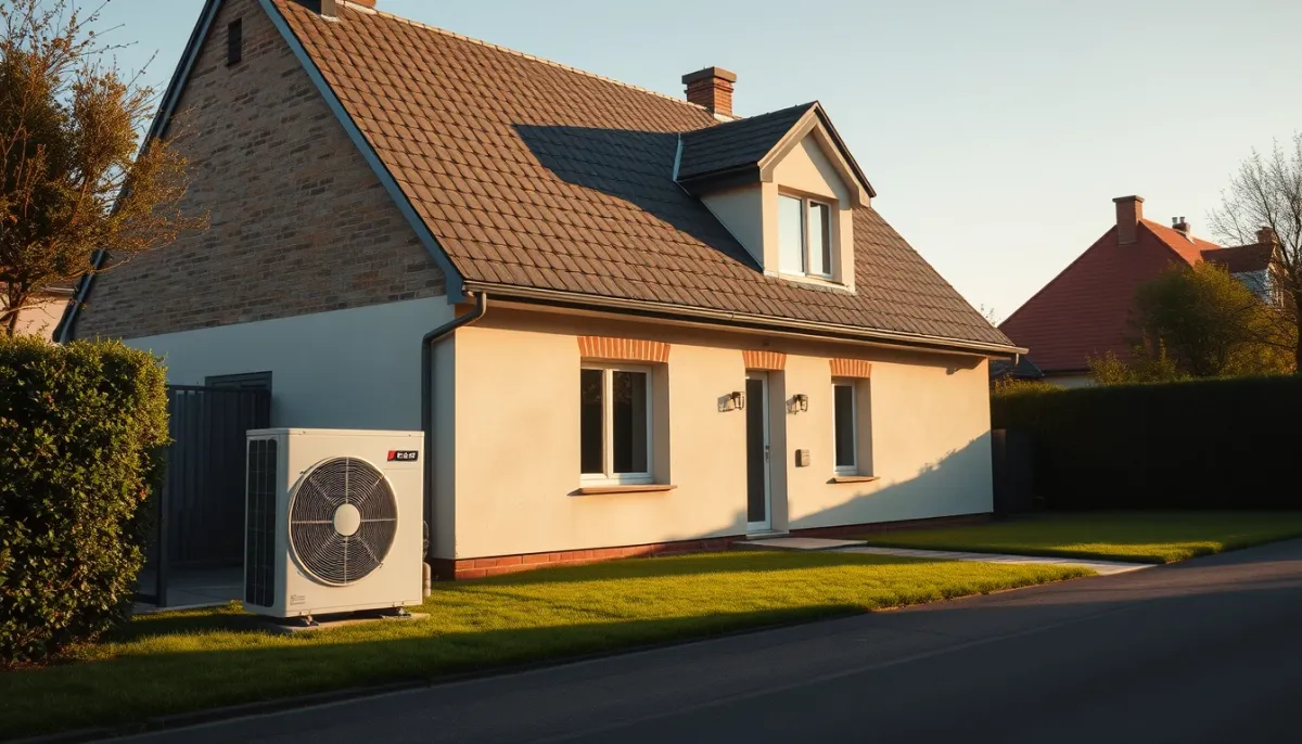 Maison individuelle équipée d'une pompe à chaleur Mitsubishi Ecodan dans une zone résidentielle d'Île-de-France