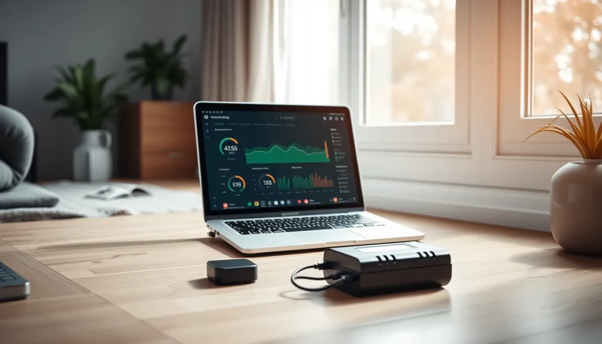 Bureau à domicile avec suivi de la consommation d'une batterie solaire