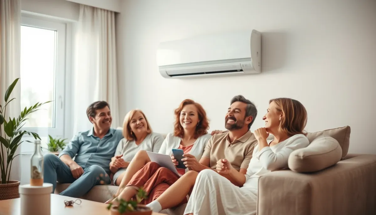 Famille profitant d'un confort thermique optimal grâce à une pompe à chaleur Atlantic