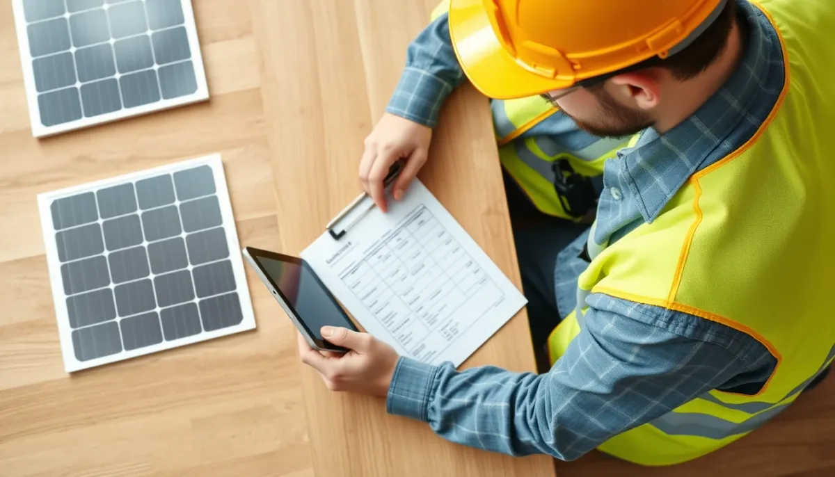 Devis et échantillons de panneaux solaires sur une table pour une installation de 6 kWc