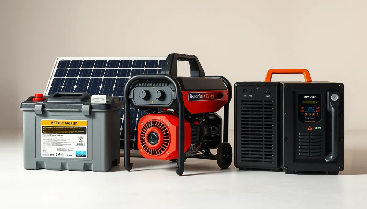 Comparaison entre une batterie solaire, un groupe électrogène et un onduleur de secours