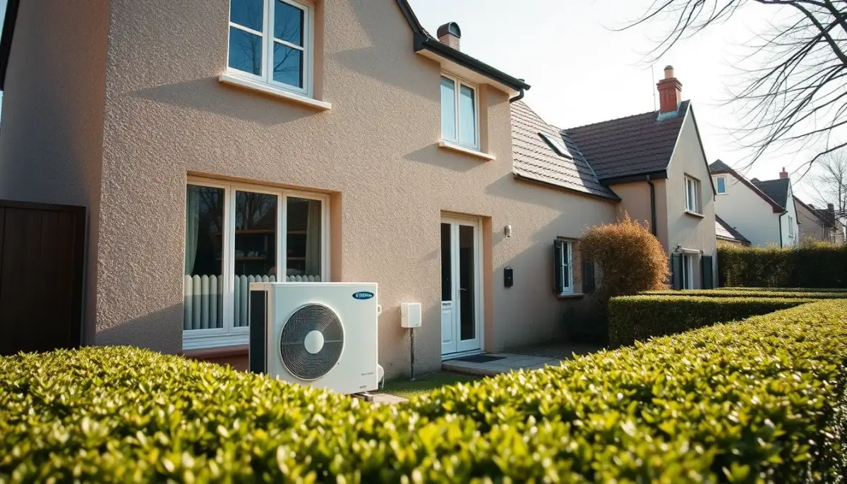 Maison pavillonnaire équipée d'une pompe à chaleur air/eau adaptée à un usage familial