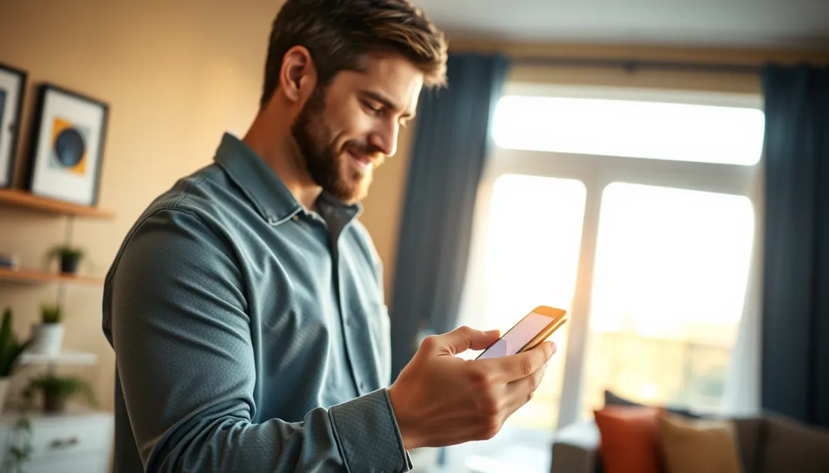 Propriétaire consultant l'application de suivi de production solaire sur son smartphone