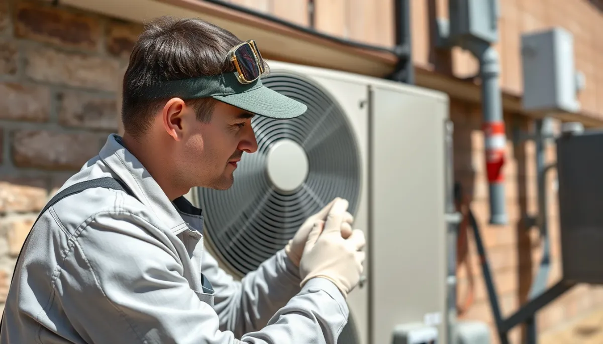 Technicien certifié RGE installant une pompe à chaleur air/eau