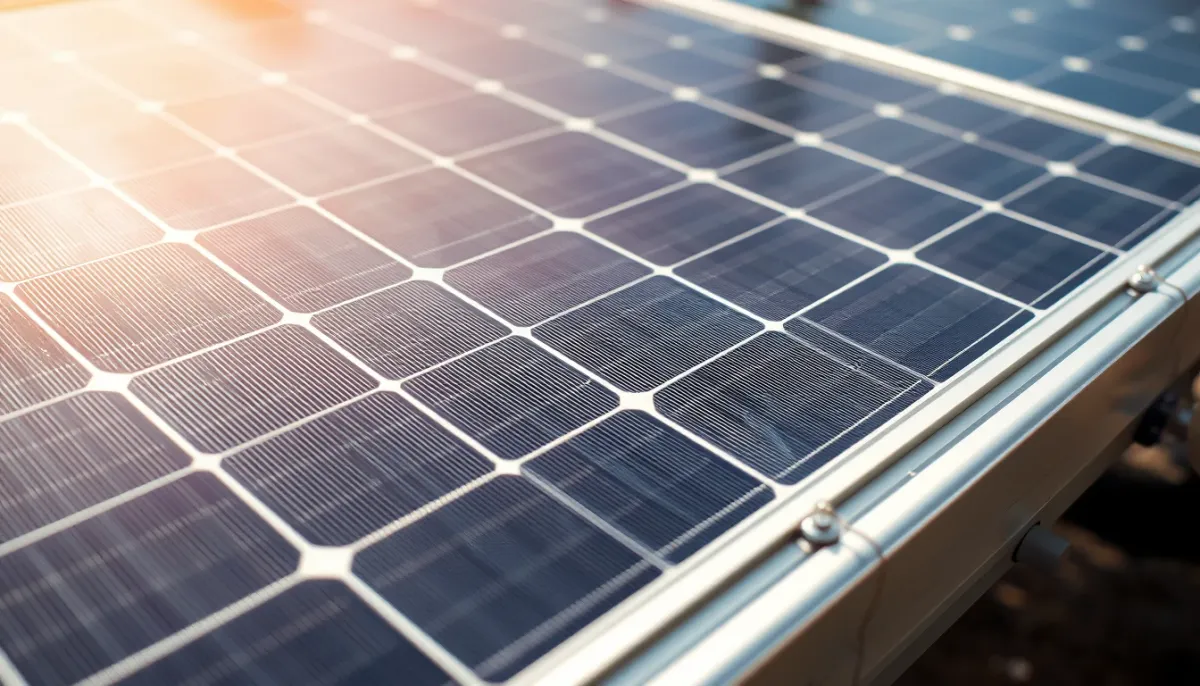 Gros plan sur les cellules photovoltaïques et les connexions d'un panneau solaire