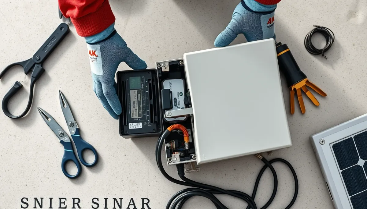 Remplacement d'un onduleur solaire par un technicien, illustrant le coût de maintenance