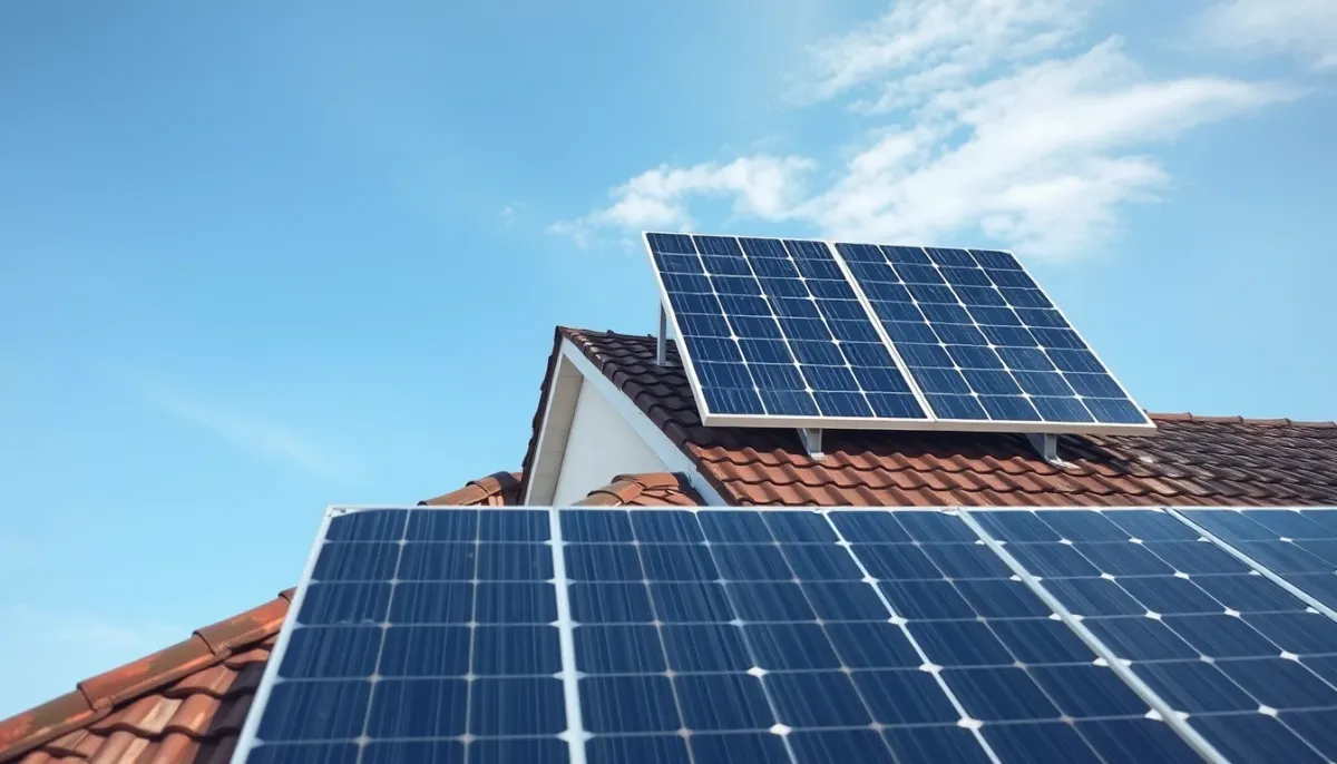 Panneaux solaires installés sur le toit d'une maison en Île-de-France